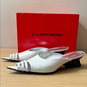 Claudio Fracassa Women's White and Black Heeled Sandals size 39